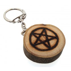 Reclaimed Oak Slice Wooden Pentacle Keyring